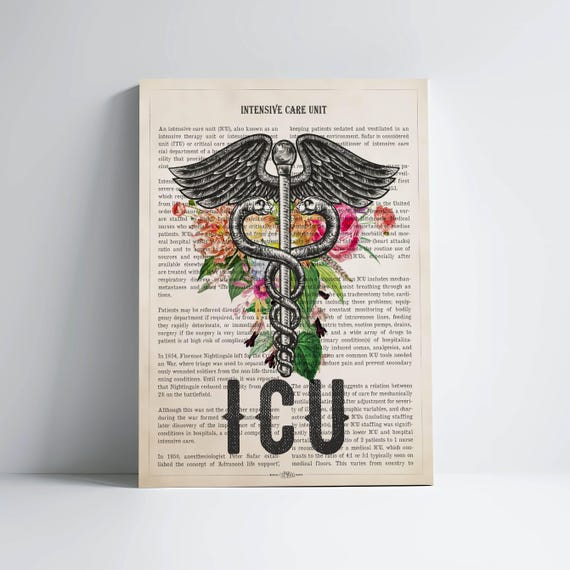 ICU with Flowers Print, Intensive Care Unit Gift, Gifts For ICU Graduation, Intensive Care Unit Appreciation & Medical Professional Wall Art