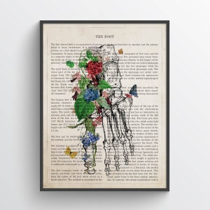 Foot Art Flower Anatomy Print, Podiatrist, Physical Therapy and Orthopedic Medical Office Decor and Gift Idea