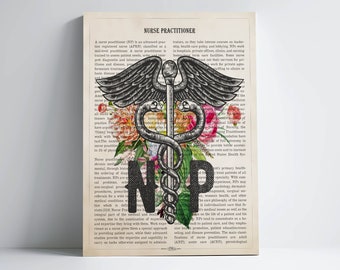 NP with Flowers Print, Nurse Practitioner Gift, Gifts For Nurse Practitioner Student Graduation Pinning Ceremony, Nurse WallArt Decor