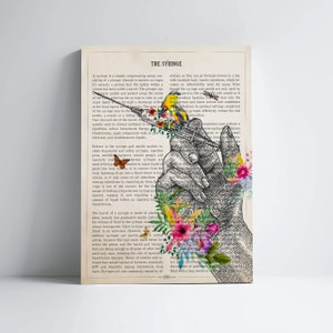 Syringe with Flowers Print, Gift for Nurses or Doctors, Medical School Graduation Gift, Cosmetic Nurse Present, Vaccination Art