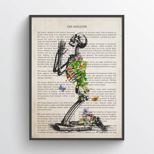 Praying Human Skeleton Anatomy Print, Doctor Office Decor, Physician Graduation Gift, Gift For Physiotherapist, Medical Illustration Art