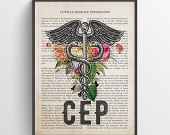 CEP con estampado de flores, regalo para fisiólogo del ejercicio clínico, regalo para CEP, regalo para fisioterapeuta, medicina deportiva, profesional de la salud afín.