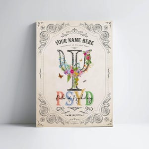 Personalized PSYD Psi Flower Print for Doctor of Psychology Graduation Gift For Mental Health Professional Office Decor