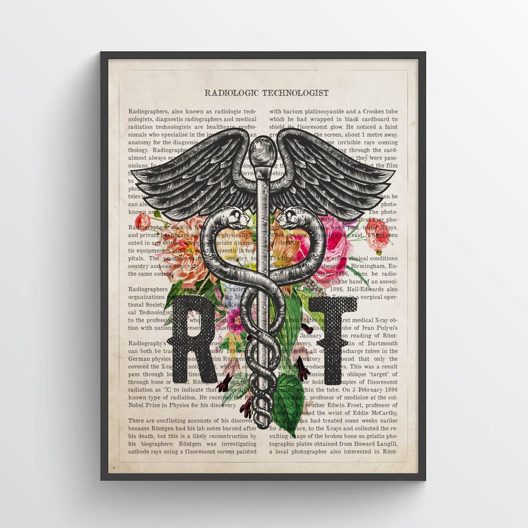 RT With Flowers Print, Radiologic Technologist Gift, Radiography Decor