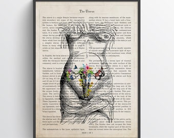 Uterus Flower Anatomy Print, Female Reproductive System, Pregnancy Gift, Womb Art, Ovaries Gynecologist Decor, Medical Student Graduation