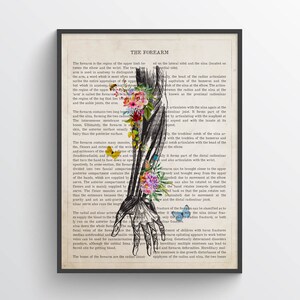 Human Forearm Anatomy Flower Print, Massage Therapist, Chiropractor Gift, Medical Student Graduation Present, Chiropractic Office Decor