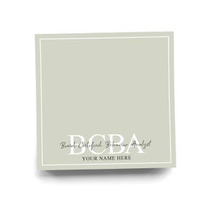 Personalized BCBA Sticky Note for Board Certified Behavior Analyst Note Pad Colorful Custom Gift for Mental Health Professional 50 Sheets