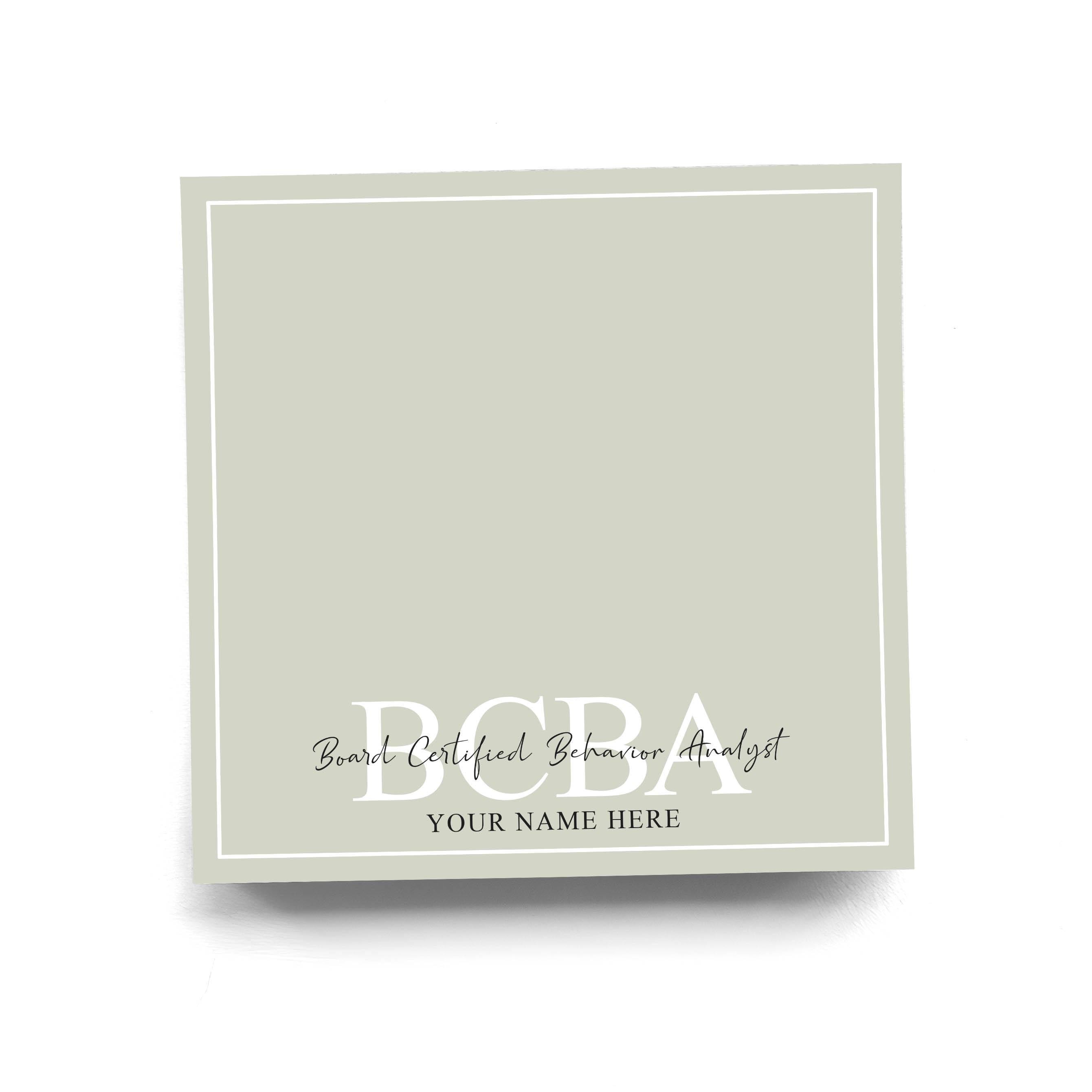 Personalized BCBA Sticky Note for Board Certified Behavior Analyst Note Pad Colorful Custom Gift for Mental Health Professional 50 Sheets