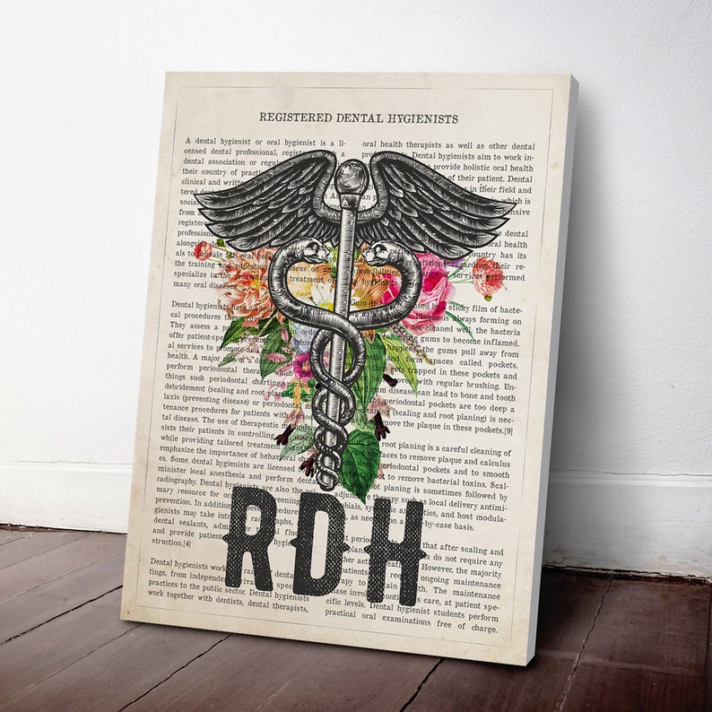 RDH With Flowers Print Registered Dental Hygienist Gift Oral | Etsy