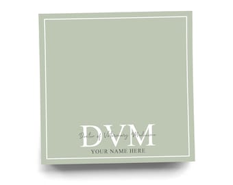 Personalized DVM Sticky Note for Doctor of Veterinary Medicine Note Pad Colorful Custom Gift for Animal Healthcare Professional 50 Sheets