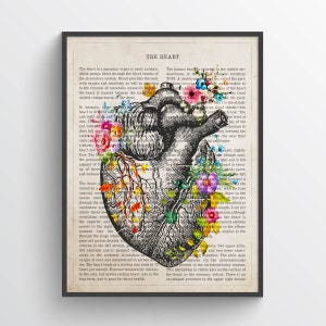 Heart Anatomy Flower Print, Medical Poster, Cardiologist Gift idea, Cardiology Decor, Medical School, Wall Art, Medical Decor, Heart Poster