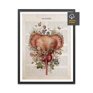 Bladder Anatomy Flower Print, Urinary System Clinic Decor, Gift for Urologist, Bladder doctor gift idea, Reproductive systems