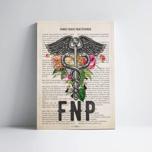 FNP with Flowers Print, Family Nurse Practitioner Gift, Nurse Present, Nursing School Graduation Gift Idea, FNP Office Decor, FNP Wall Decor