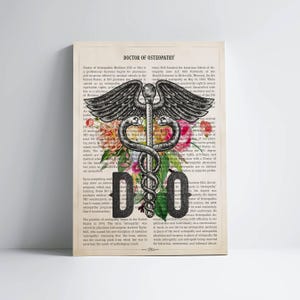 DO with Flowers Print, Doctor of Osteopathy Gift, Gifts for Osteopathic Doctor Graduation, Osteopathic Medicine Clinic Wall Art
