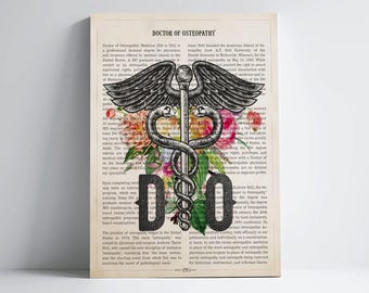 DO with Flowers Print, Doctor of Osteopathy Gift, Gifts for Osteopathic Doctor Graduation, Osteopathic Medicine Clinic Wall Art