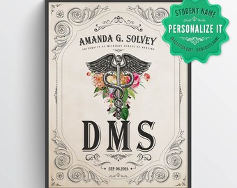 Personalized DMS Graduation Print, Diagnostic Medical Sonographer gift, DMS Graduation Gift Idea, Health Care provider, Medical Art