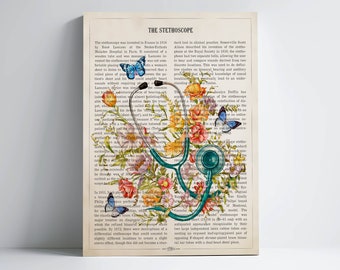 Stethoscope with Flowers Print, Nurse Gift, Doctor Gift, Medical Student Gift, Doctor Graduation Gift, Nurse Graduation, Doctor Office Decor