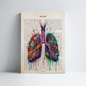 Lung Anatomy Print, Medical Poster, Respiratory Therapy Gift, Respiratory Therapist and Pulmonologist Gift Idea, Med School