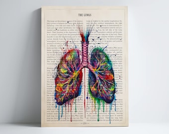 Lung Anatomy Print, Medical Poster, Respiratory Therapy Gift, Respiratory Therapist and Pulmonologist Gift Idea, Med School