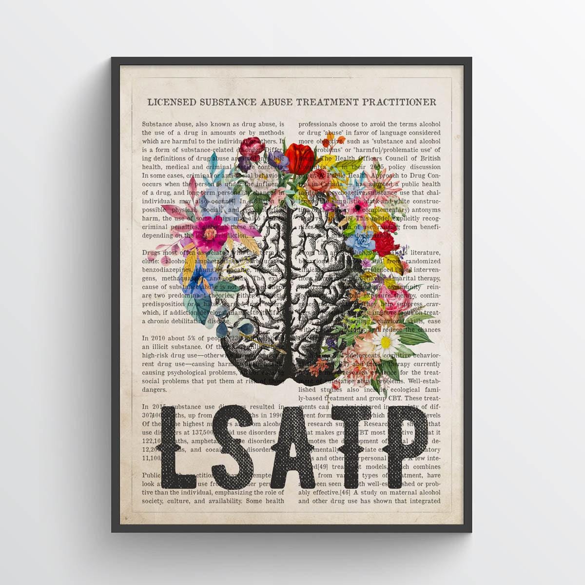 LSATP with Flowers Print, Licensed Substance Abuse Treatment gift, Addiction Counselor Decor, Gift for Counselor, Mental Health