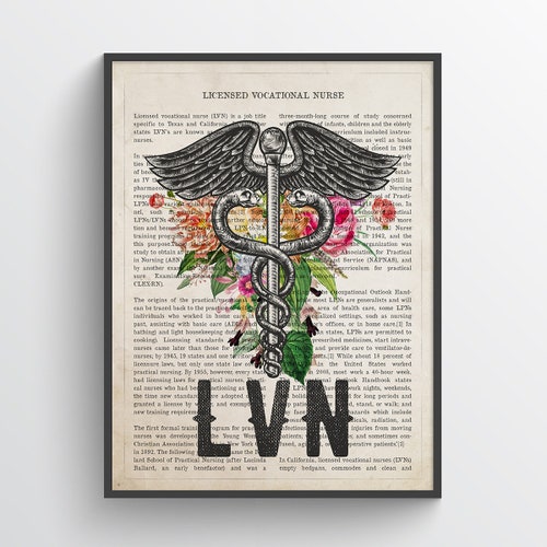LVN With Flowers Print Licensed Vocational Nurse Gift LVN - Etsy