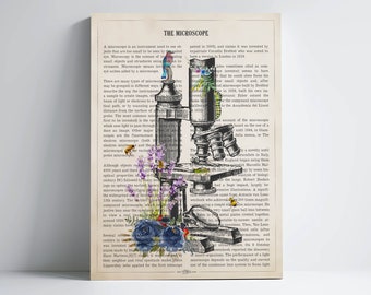 Microscope Flower Print, Medical Decor, Science Art, Biology Art, Doctors Office, Gift For Laboratory Technician, Microbiologist Wall Decor