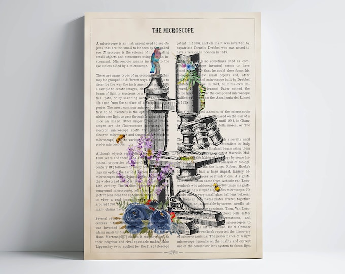 Microscope Flower Print, Medical Decor, Science Art, Biology Art, Doctors Office, Gift For Laboratory Technician, Microbiologist Wall Decor