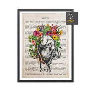 Fetus Anatomy Print for Gynecologist Anatomical Embryo with Flowers Poster for OBGYN Graduation Gift Idea for Obstetrician