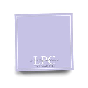 Personalized LPC Sticky Note For Licensed Professional Counselor Custom Colorful Note Pad for Mental Health Therapist 50 Sheets