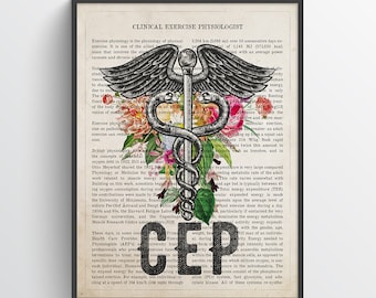 CEP with Flowers Print, Clinical Exercise Physiologist Gift, CEP Gift, Physiotherapist Gift, Sports medicine, Allied health professional