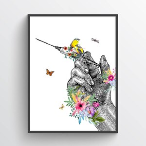 Syringe with Flowers Print, Medical Art, Nurse Graduation Gift, Medical school, Cosmetic Nurse Injector, Doctors Office Decor