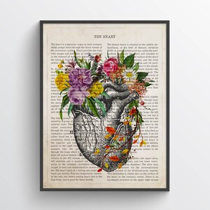 Heart Flower Anatomy Print, Medical Poster, Cardiologist Gift idea, Cardiology Decor, Medical School, Wall Art, Medical Decor, Heart Poster