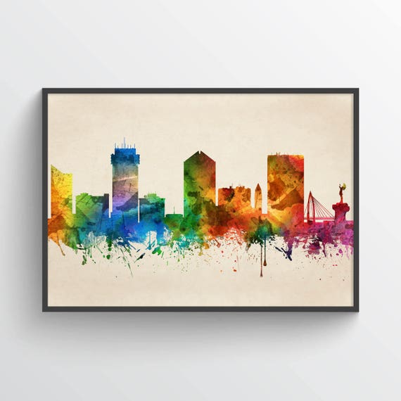 Wichita Skyline Print Wichita Cityscape Wichita Art Wichita Etsy