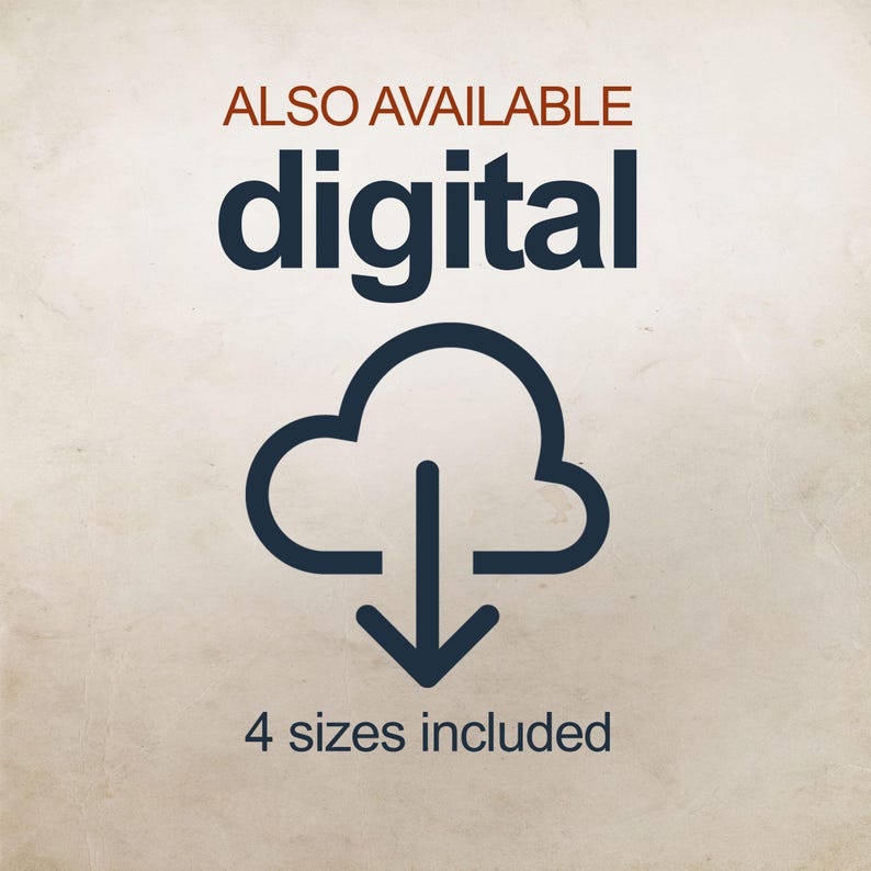 The image is an advertisement for digital content, featuring a cloud icon with an arrow pointing downwards, indicating that 4 sizes are available.