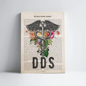 DDS with Flowers Prints, Doctor of Dental Surgery Gift, Dentist Art, Dental Office Decor, DDS Graduate Gift, Medical Print, Dentist Gift