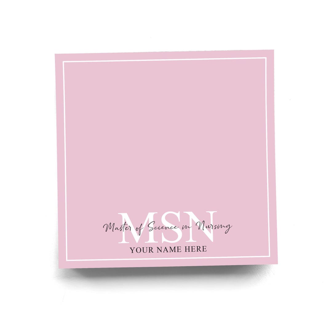 Graduation Sticky Note Personalized MSN Sticky Note for Master of Science in Nursing Note Pad ...