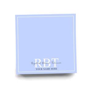 Personalized RBT Sticky Note for Registered Behavior Technician Note Pad Colorful Custom Gift for Mental Health Professional 50 Sheets