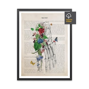Foot Art Anatomy Flower Print, Gifts for Physical Therapist Graduation, Podiatrist & Orthopedic Clinic Medical Decor