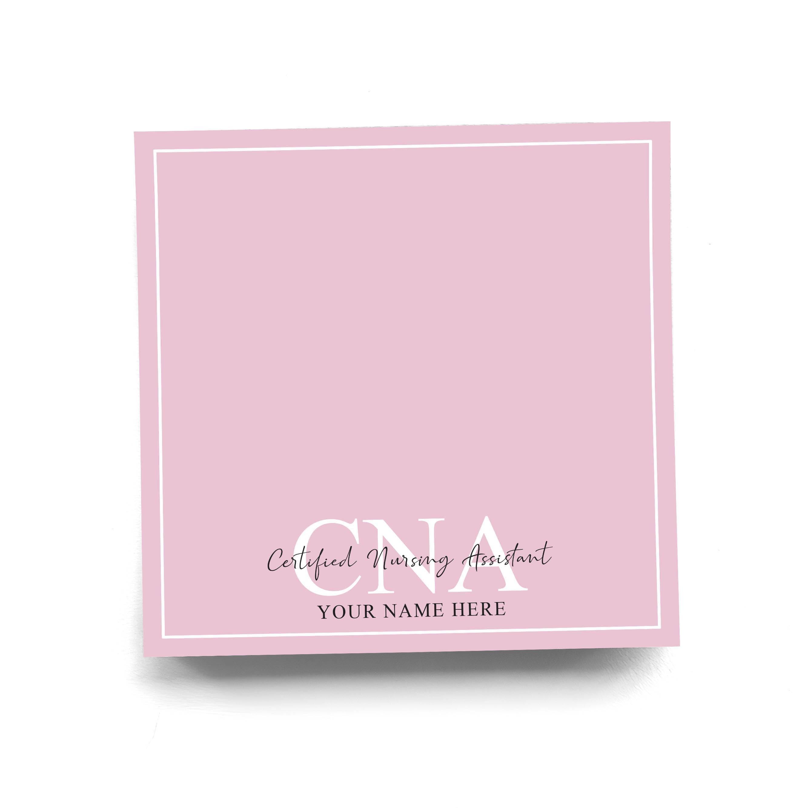 Personalized CNA Sticky Note for Certified Nursing Assistant Note Pad Colorful Custom Graduation Gift for Healthcare Professional 50 Sheets