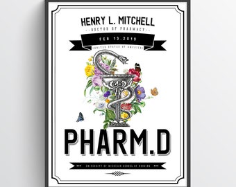 Personalized Doctor of Pharmacy Gift, PharmD Gift, PharmD Student Graduation Gift idea, Pharmacist Art, Pharmacy Art, Doctors Office Decor