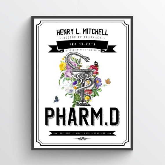 Personalized Doctor of Pharmacy Gift, PharmD Gift, PharmD Student Graduation Gift idea, Pharmacist Art, Pharmacy Art, Doctors Office Decor