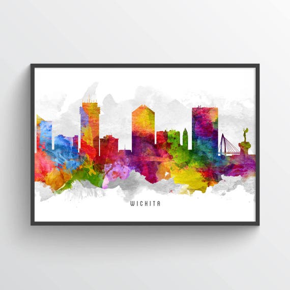 Wichita Kansas Skyline Poster Wichita Print Wichita Art Wichita Decor Home Decor Gift Idea Uskswi13p