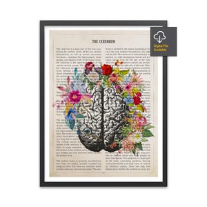 Cerebrum Flower Anatomy Print, Psychology, Neurologist gift, Psychologist Gift Idea, Medical Poster, Med School, Medical Decor, Brain Art