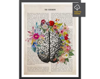 Cerebrum Flower Anatomy Print, Psychology, Neurologist gift, Psychologist Gift Idea, Medical Poster, Med School, Medical Decor, Brain Art