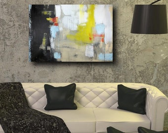 large wall art  oil on canvas 48x32 inch Abstract painting geometric original artwork on canvas