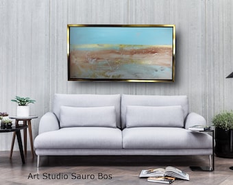 Landscape painting original large painting  abstract oil painting ocean blue seascape modern Coastal paintings/large canvas-c594