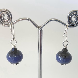 Blueberry Earrings,Handmade Lampwork Beads,Murano Glass,Unique and Charming