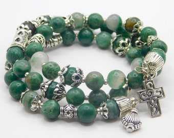 Emerald Memory Wire Bracelet, Emerald Gemstone Memory Wire Bracelet, Green Gemstone Wrap Bracelet, Africa Emerald Stack Bracelet