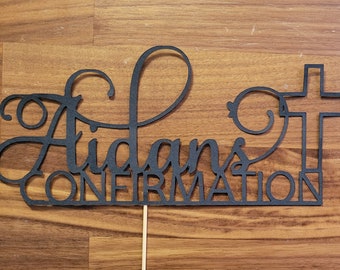 Cake Topper PERSONALIZED Confirmation | Cross | Party Supplies | Decor
