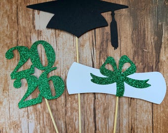 3 Piece GRADUATION CENTERPIECE STICKS| 2026 | Cap | Diploma | Party | Table | Decorations
